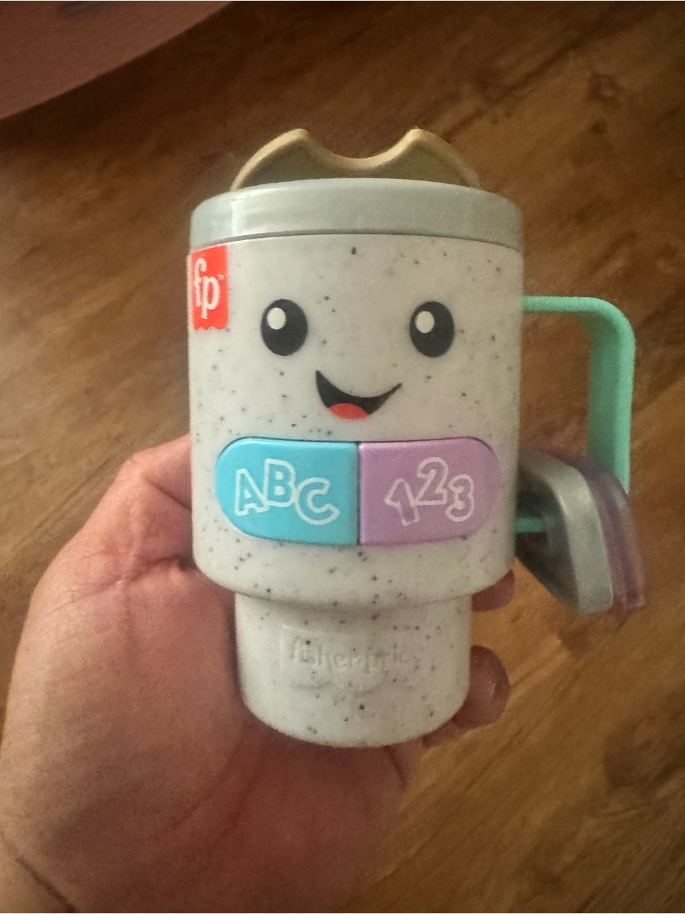 Fisher-Price Speckled Learning Cup with Blue & Purple Buttons and Mint Handle